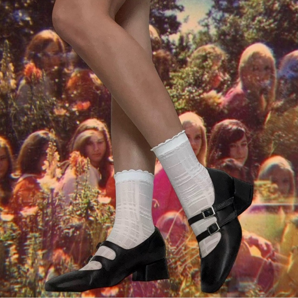 Black Mary Jane Shoes with White Socks